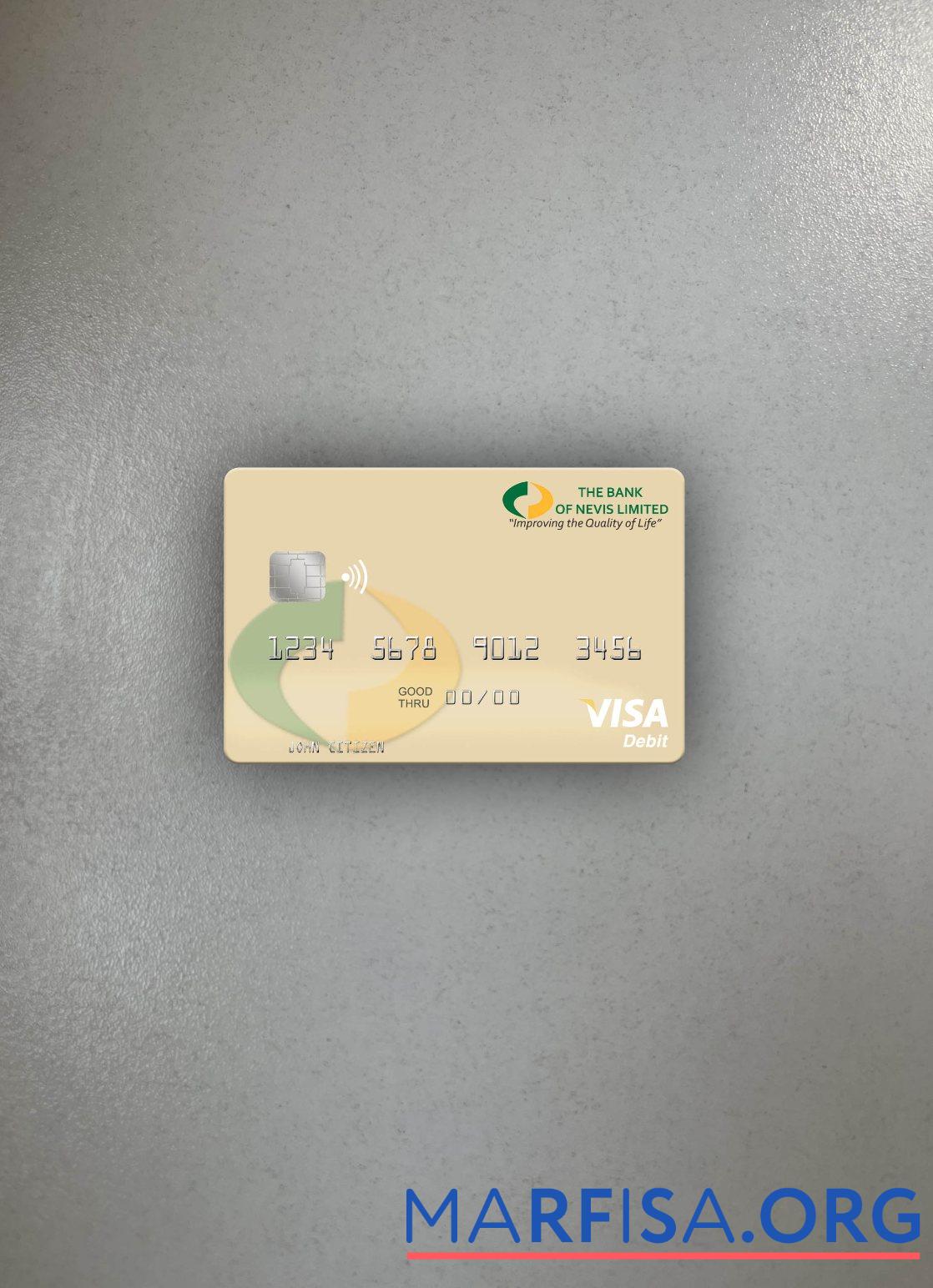 Blank Saint Kitts and Nevis Bank of Nevis visa debit card photolook front sample